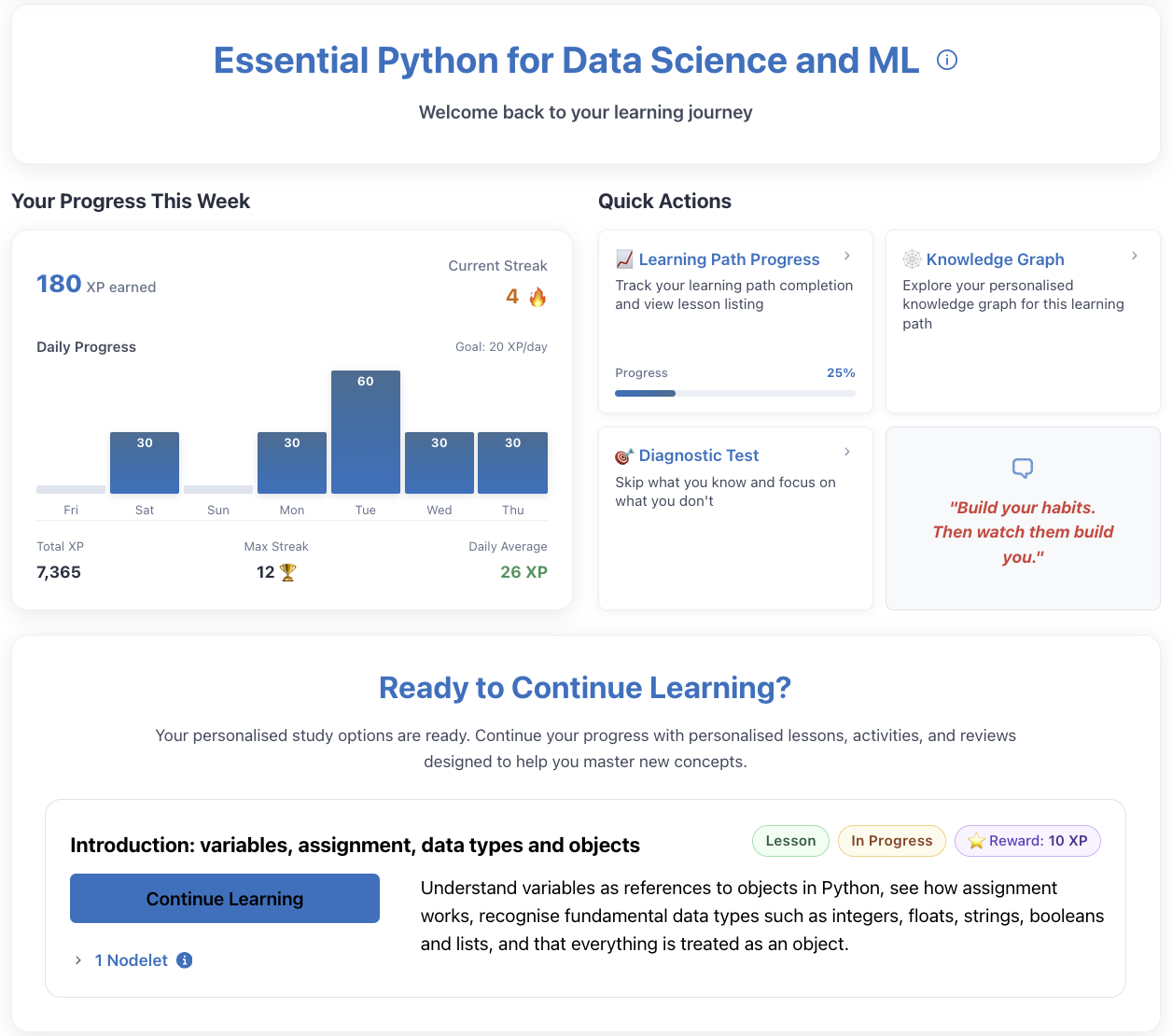 My Learning page